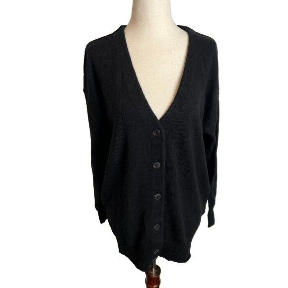 Madewell $98 V-Neck Relaxed Cardigan in Black Size S NM610 - Picture 1 of 7